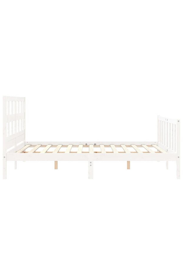 Bed frame with headboard, white, 160x200 cm, solid wood - 7
