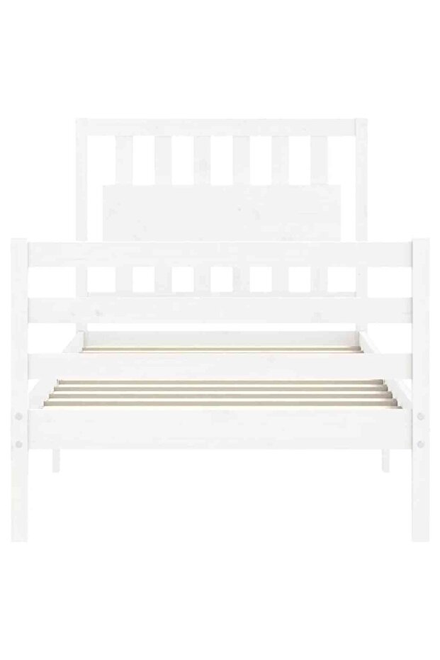 Bed frame with headboard 3FT, single, white, solid wood - 7