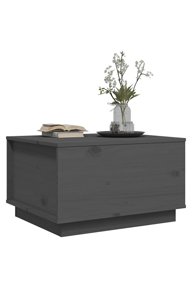 Coffee table, gray, 60x50x35 cm, solid pine wood - 4