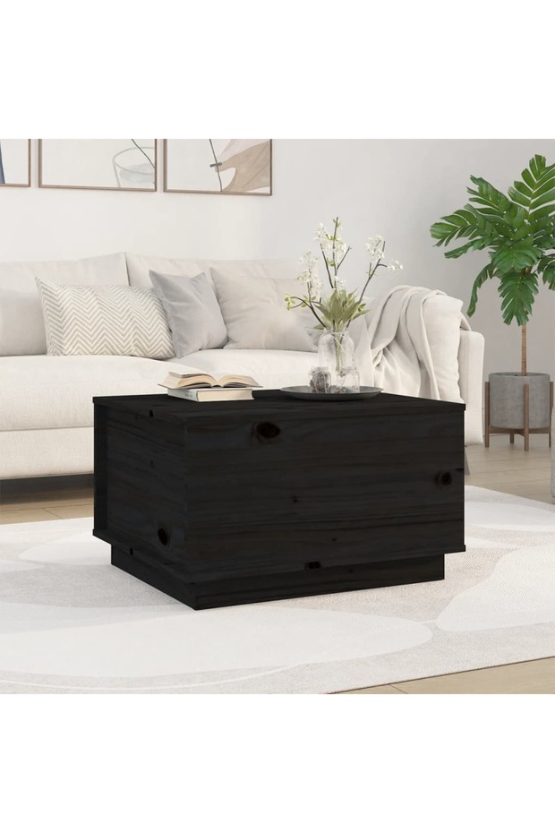Coffee table, black, 60x50x35 cm, solid pine wood - 1
