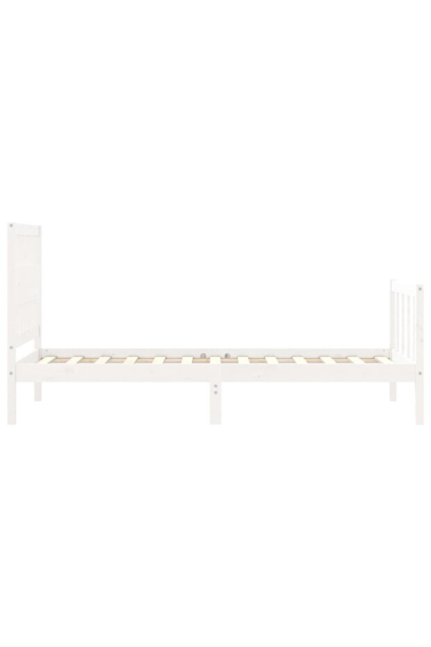 Bed frame with headboard 3FT, single, white, solid wood - 7