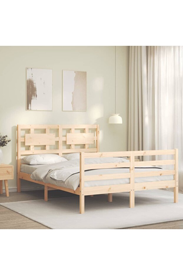 4FT Bed Frame with Headboard, Small Double, Solid Wood - 3