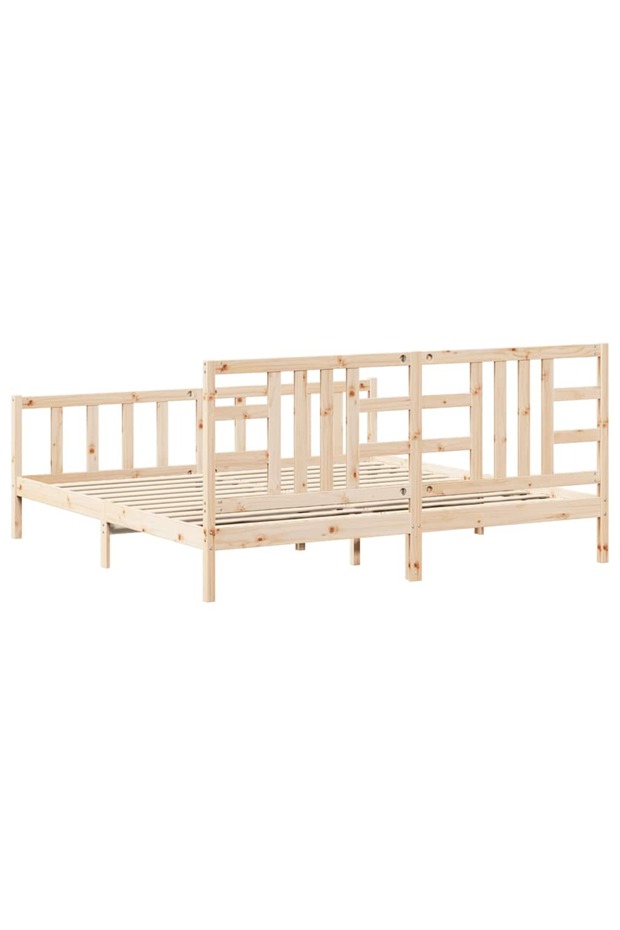 Bed frame with headboard 200x200 cm, solid pine wood - 6