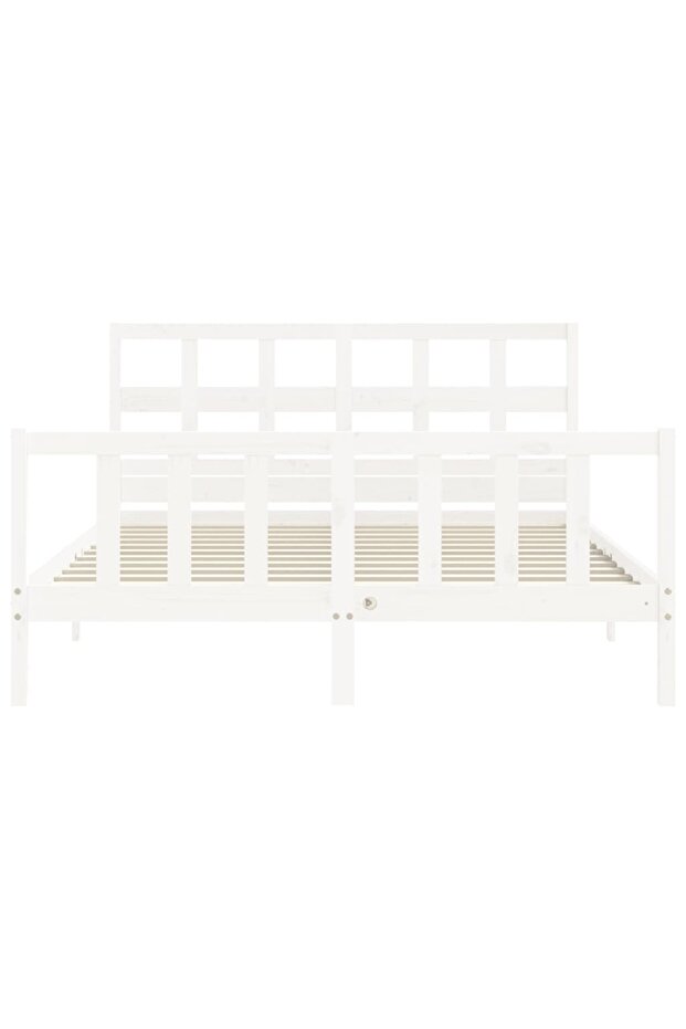 Bed frame with headboard, white, 160x200 cm, solid wood - 6