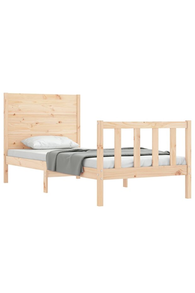 Bed frame with headboard 3FT, single, solid wood - 4