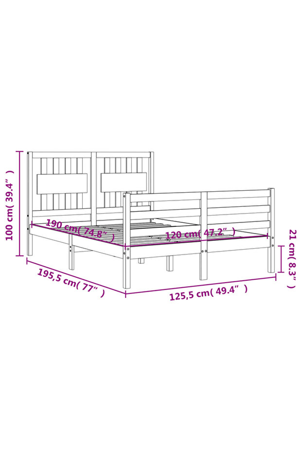 4FT Bed Frame with Headboard, Small Double, Solid Wood - 8