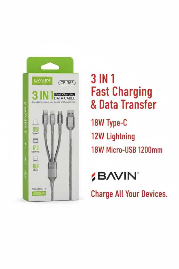 3IN1 DATA CABLE 1200MM - 1