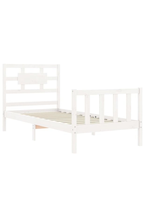 Bed frame with headboard 3FT, single, white, solid wood - 5
