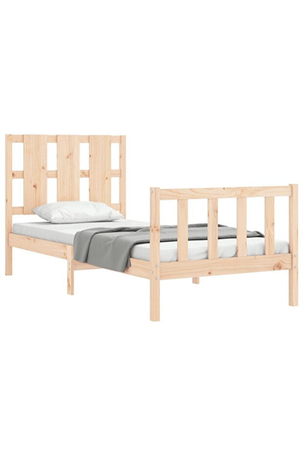 Bed frame with headboard, 90x190 cm, solid wood - 4