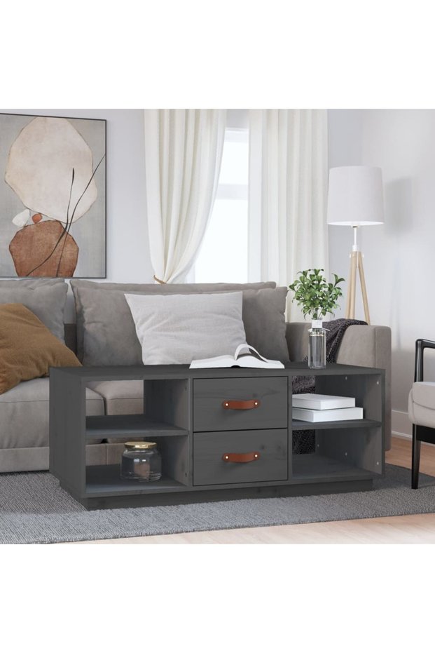 Coffee table, gray, 100x50x41 cm, solid pine wood