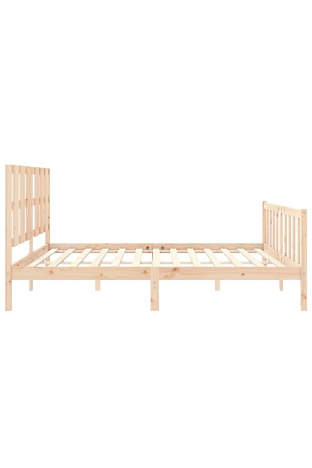 Bed frame with headboard 200x200 cm, solid pine wood - 7