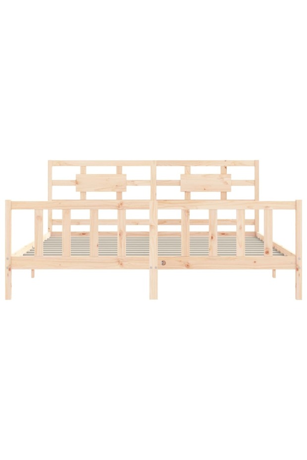 Bed frame with headboard 200x200 cm, solid pine wood - 6