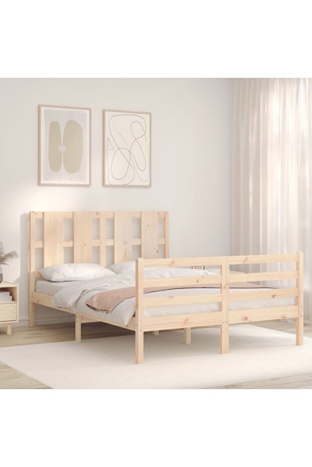 4FT Bed Frame with Headboard, Small Double, Solid Wood - 3