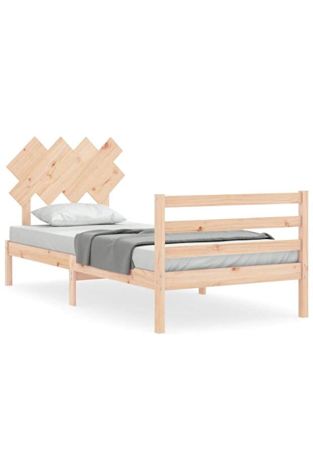 Bed frame with headboard 3FT, single, solid wood - 2