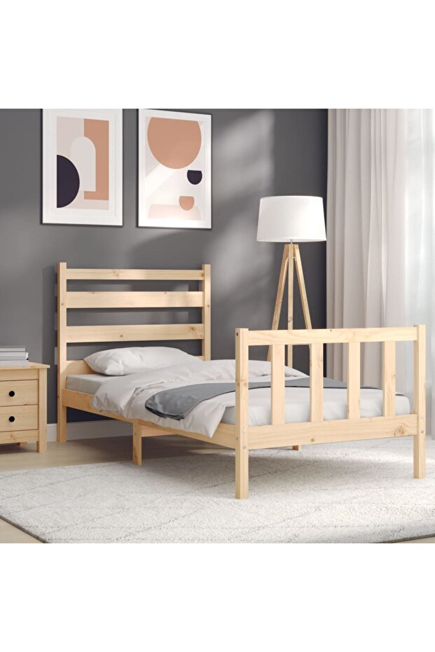 Bed frame with headboard, 90x200 cm, solid wood - 4
