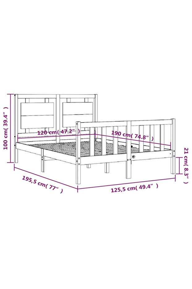 4FT Bed Frame with Headboard, Small Double, Solid Wood - 8