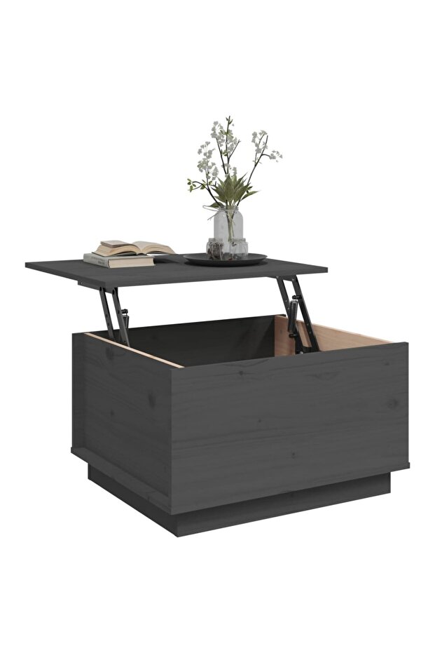 Coffee table, gray, 60x50x35 cm, solid pine wood - 5