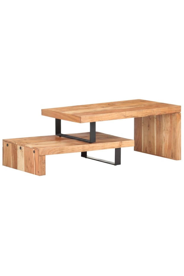 Coffee table set, 2 pieces, solid acacia wood - 8