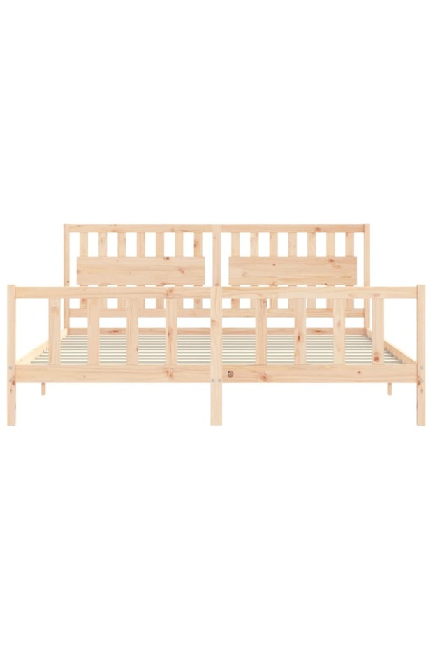 Bed frame with headboard 200x200 cm, solid pine wood - 6