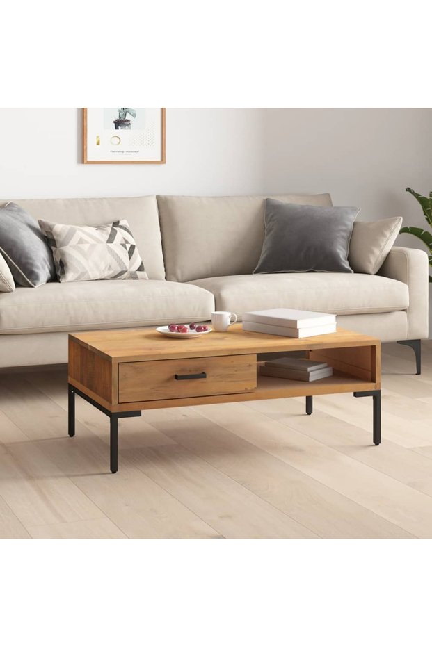 Coffee table, 90x50x35 cm, solid recycled pine wood