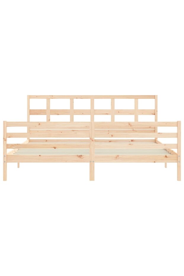 Bed frame with headboard 200x200 cm, solid pine wood - 6
