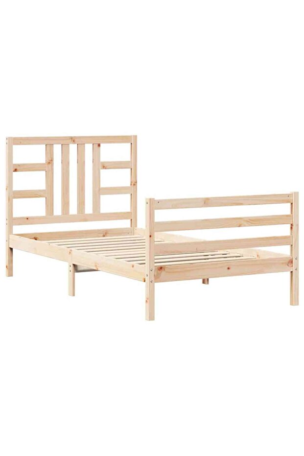 Bed frame with headboard, 100x200 cm, solid wood - 2