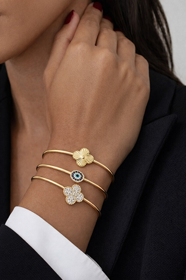 Çelik Yonca Kelepçe Bileklik - 2