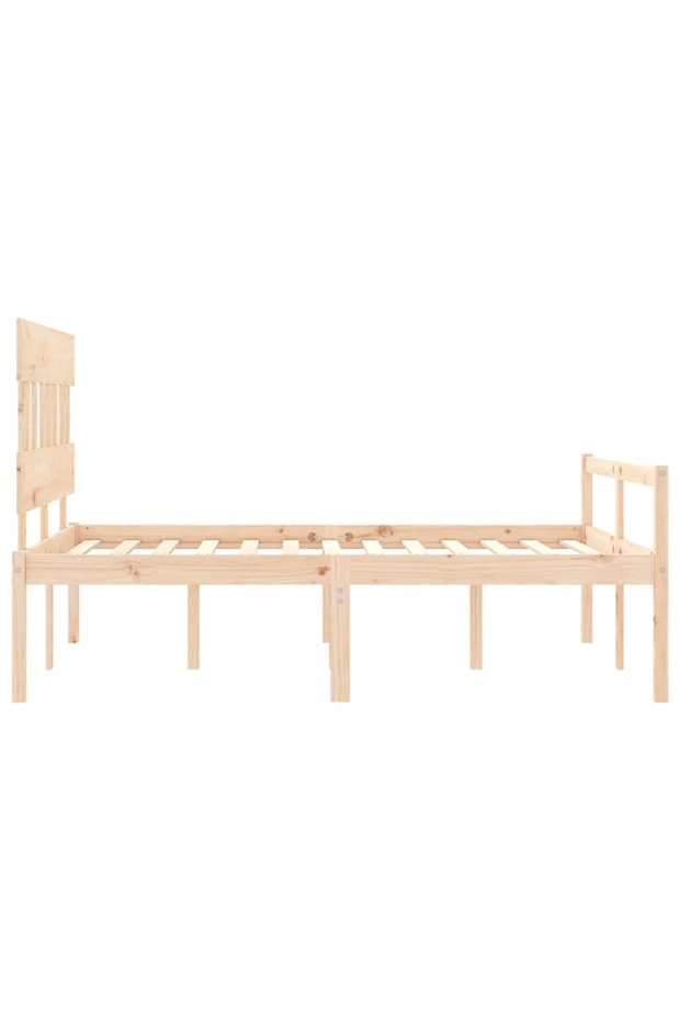 Bed frame with headboard, solid wood, double 4FT6 - 7