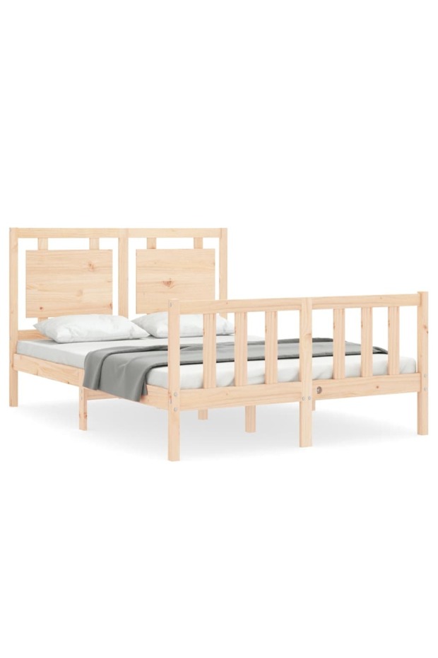 4FT Bed Frame with Headboard, Small Double, Solid Wood - 2