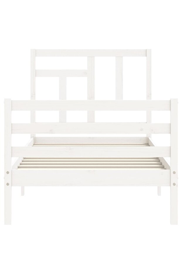 Bed frame with headboard 3FT, single, white, solid wood - 6