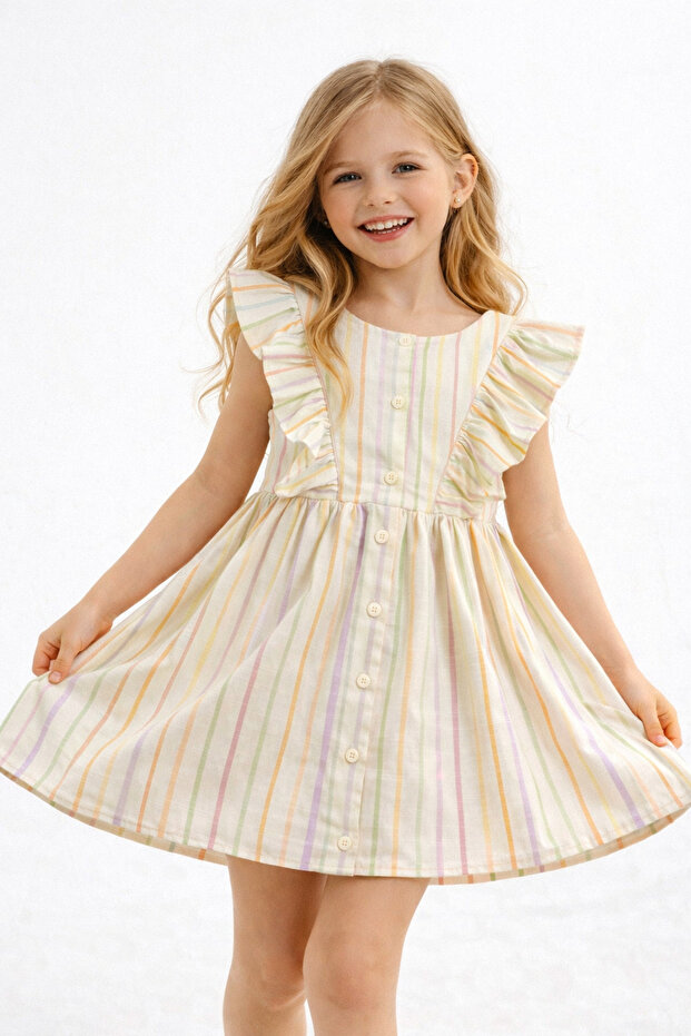Patterned 100% Organic Cotton Summer Dress for Girls