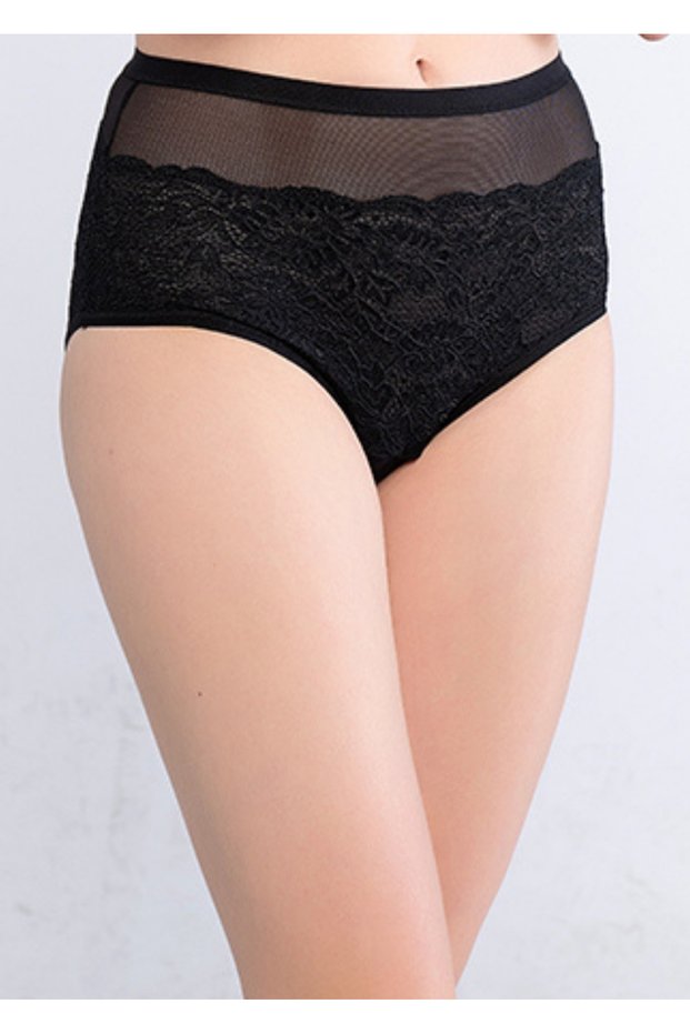 3035 High Waist Women's Panties with Lace and Tulle Detail