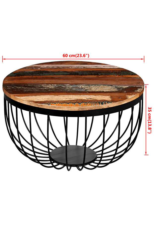 Coffee table, solid recycled wood - 8