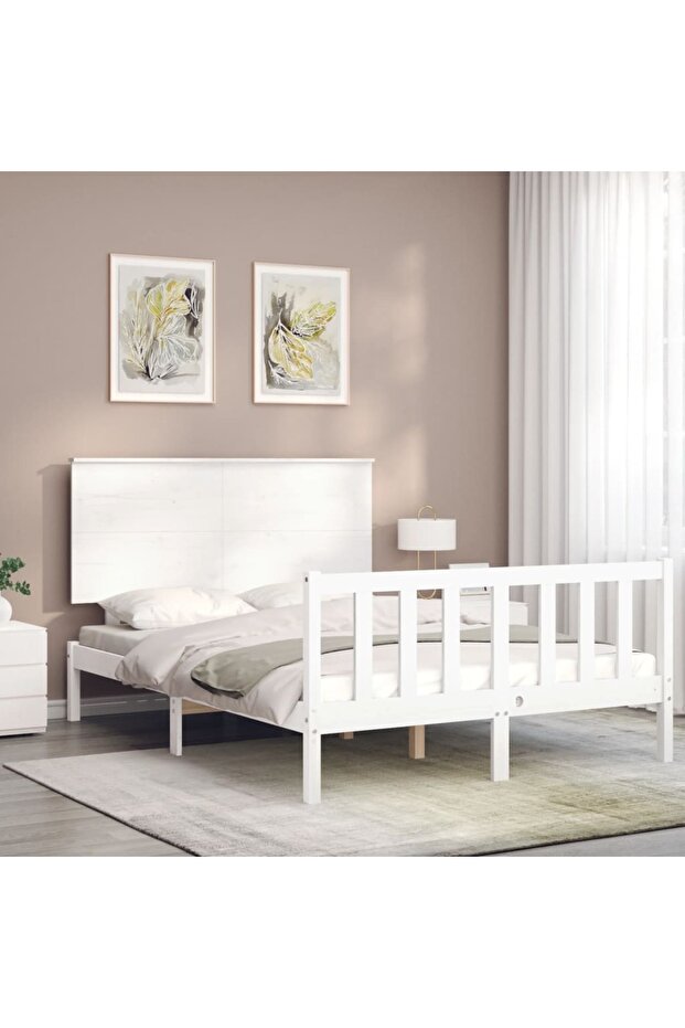 4FT Bed Frame with Headboard, Small Double, Solid Wood - 3