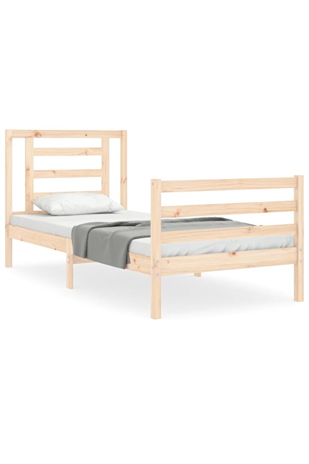 Bed frame with headboard 3FT, single, solid wood - 2