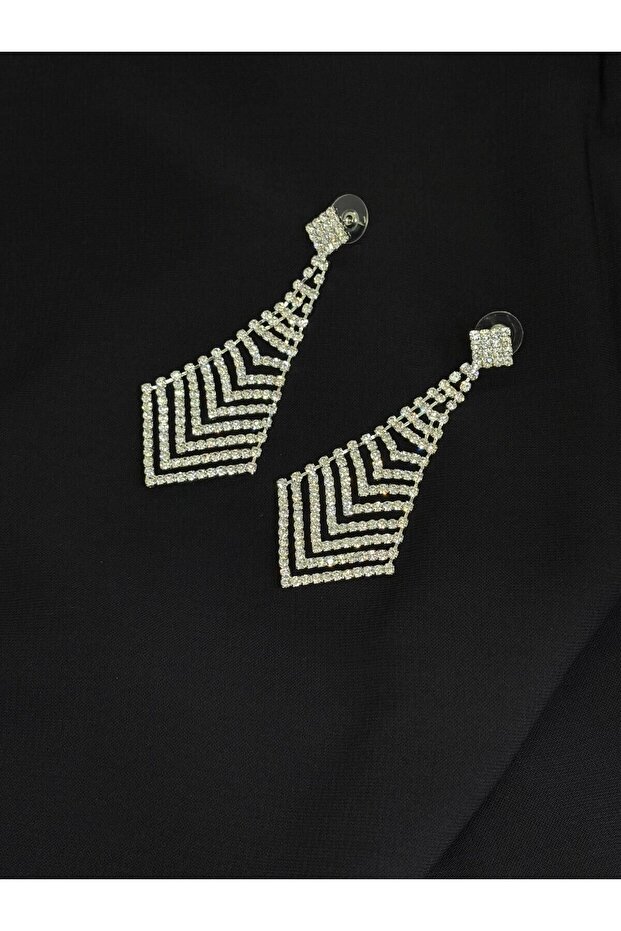 Luxury Silver Color Stone Evening Dress Earrings