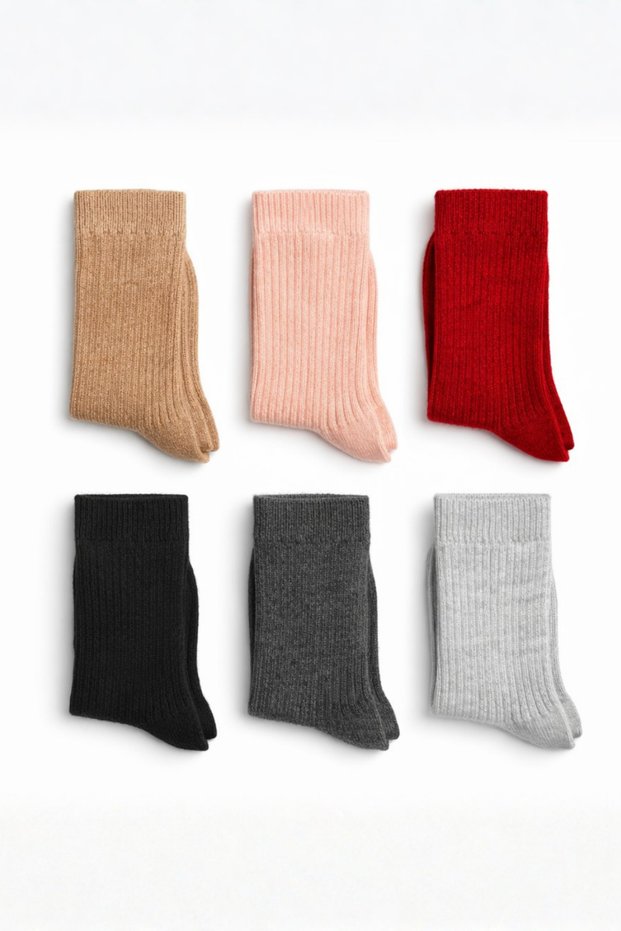 6-Piece Women's Wool Sock Set – Winter Thick Thermal Casual Socks Multi-Colored