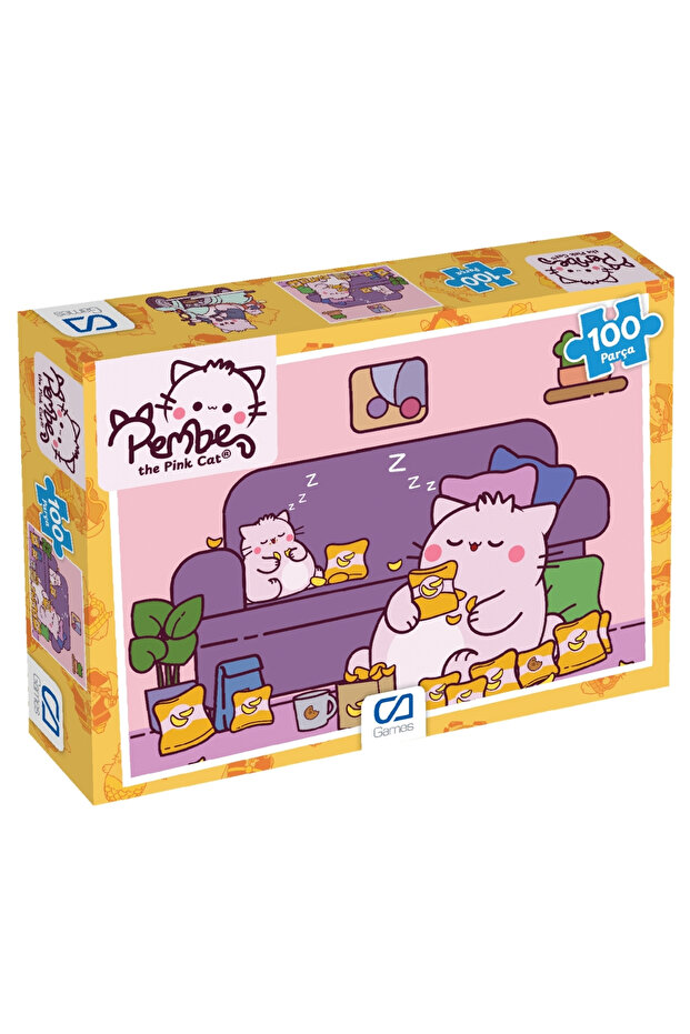Pink - the Pink Cat Bedtime Licensed 100 Piece 34X24Cm Children's Puzzle Series