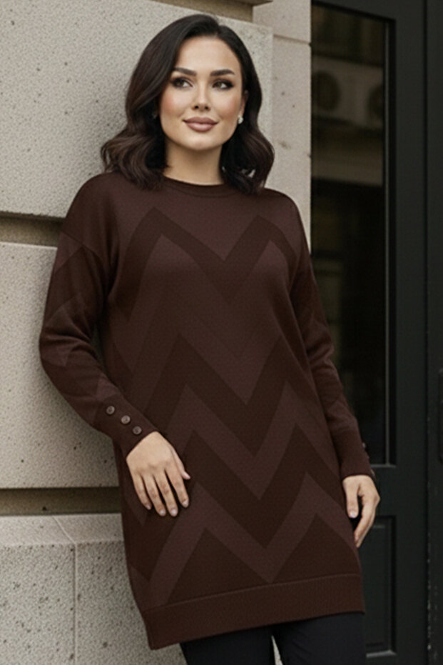 تونيك منقوش N3183 بني - 3