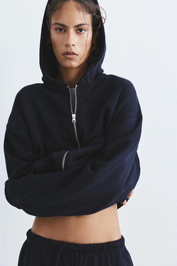 Fermuarlı kapüşonlu sweatshirt - 2