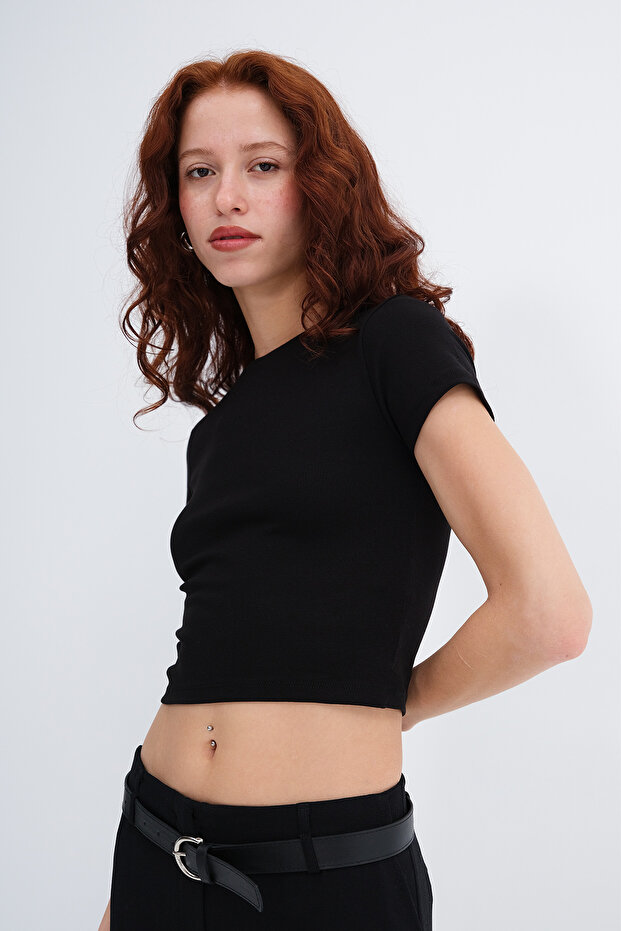 Bisiklet Yaka Basic T-shirt P1430 - 5