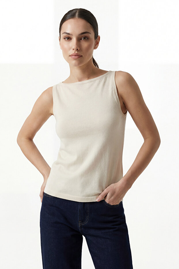 Kadın Askılı Örme Atlet 15935 - Krem - 1