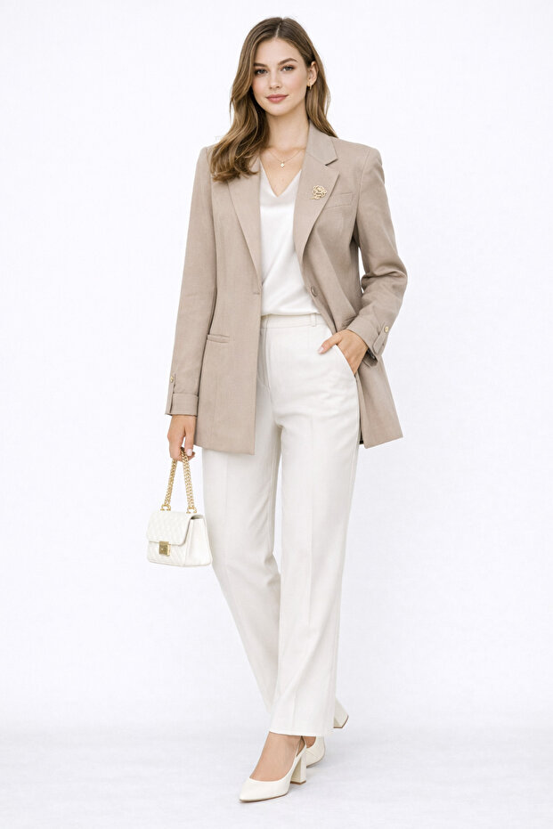 Gül Broşlu Ceket 4624 - 1