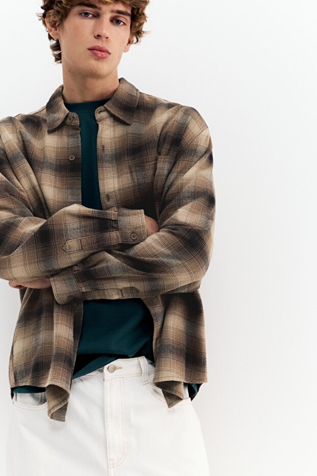 Uzun kollu kareli gömlek - 7