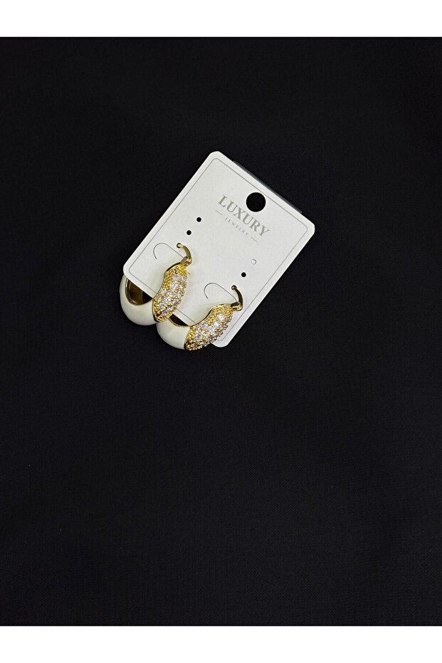 Luxury Gold Color White Zircon Stone Earrings