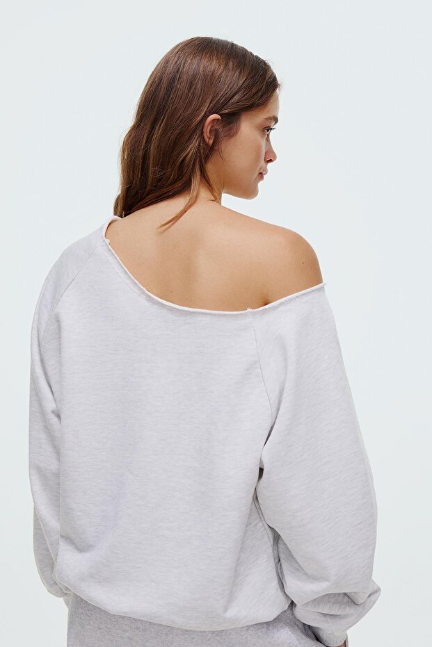 Asimetrik baskılı sweatshirt - 2