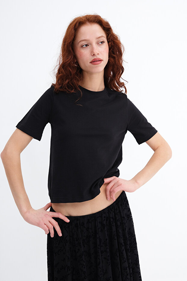 Bisiklet Yaka Basic T-shirt P1903 - 1