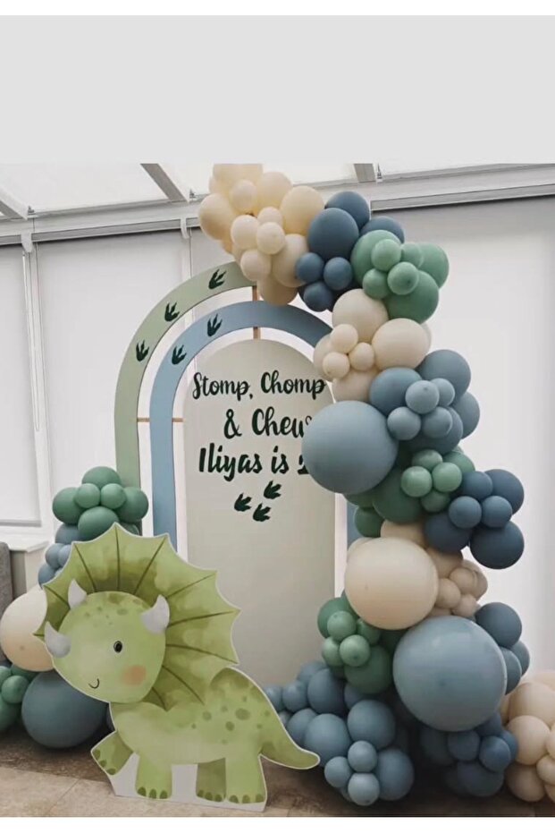 Retro Denim Storm Beige Winter Green Balloon Chain Set Includes 103 Jumbo Balloons