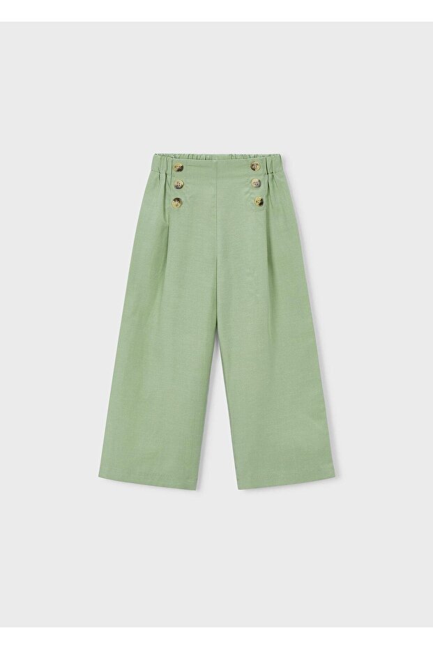 Girl's Wide-Leg Linen Trousers Green