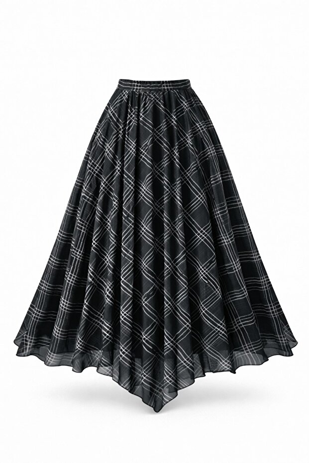 Comfortable cut patterned pleated skirt - 4